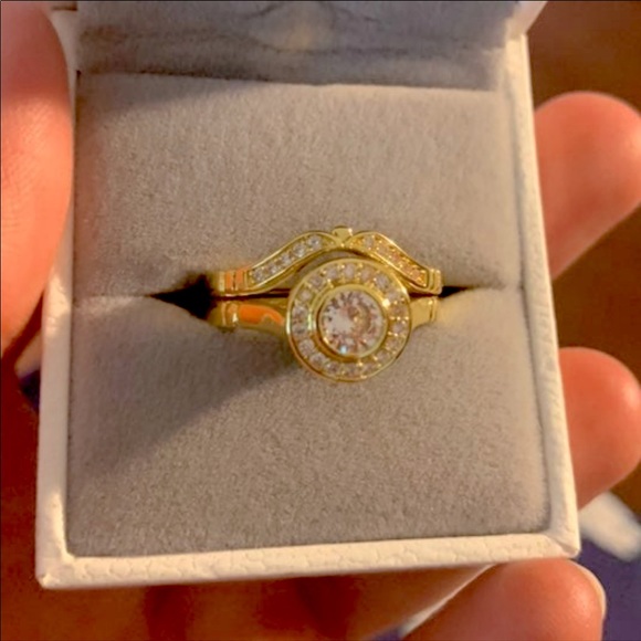 14k gold plated bridal ring set - Picture 11 of 12